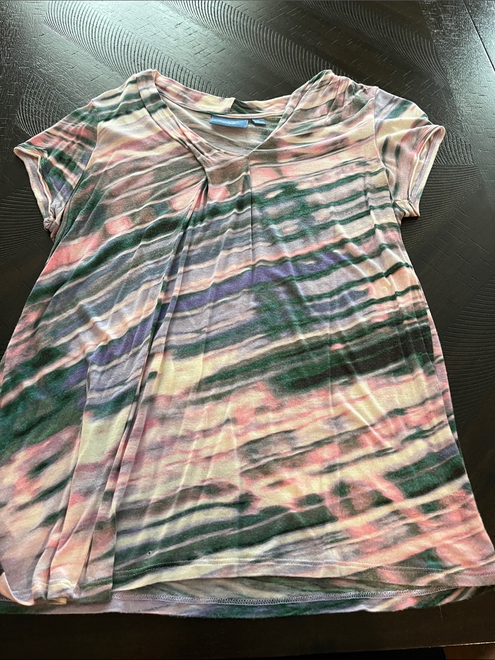 Women's Multicolor Tie-Dye V-Neck Short Sleeve Top